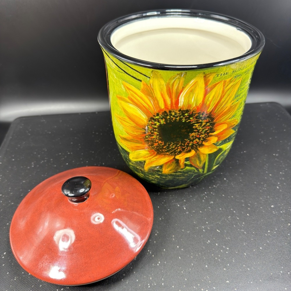 Certified International Lori Siebert Sunflower Bee Ceramic Canister Jar La Fleur - Picture 5 of 14
